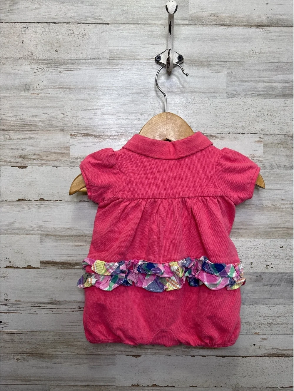 RALPH LAUREN PINK RUFFLE ROMPER SIZE 3 MONTHS
